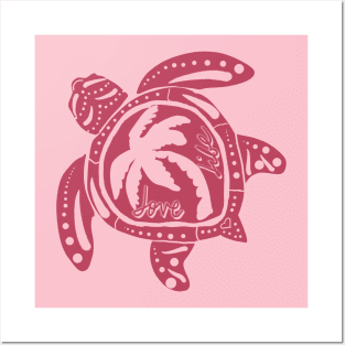 Pink Love Life Sea Turtle Posters and Art